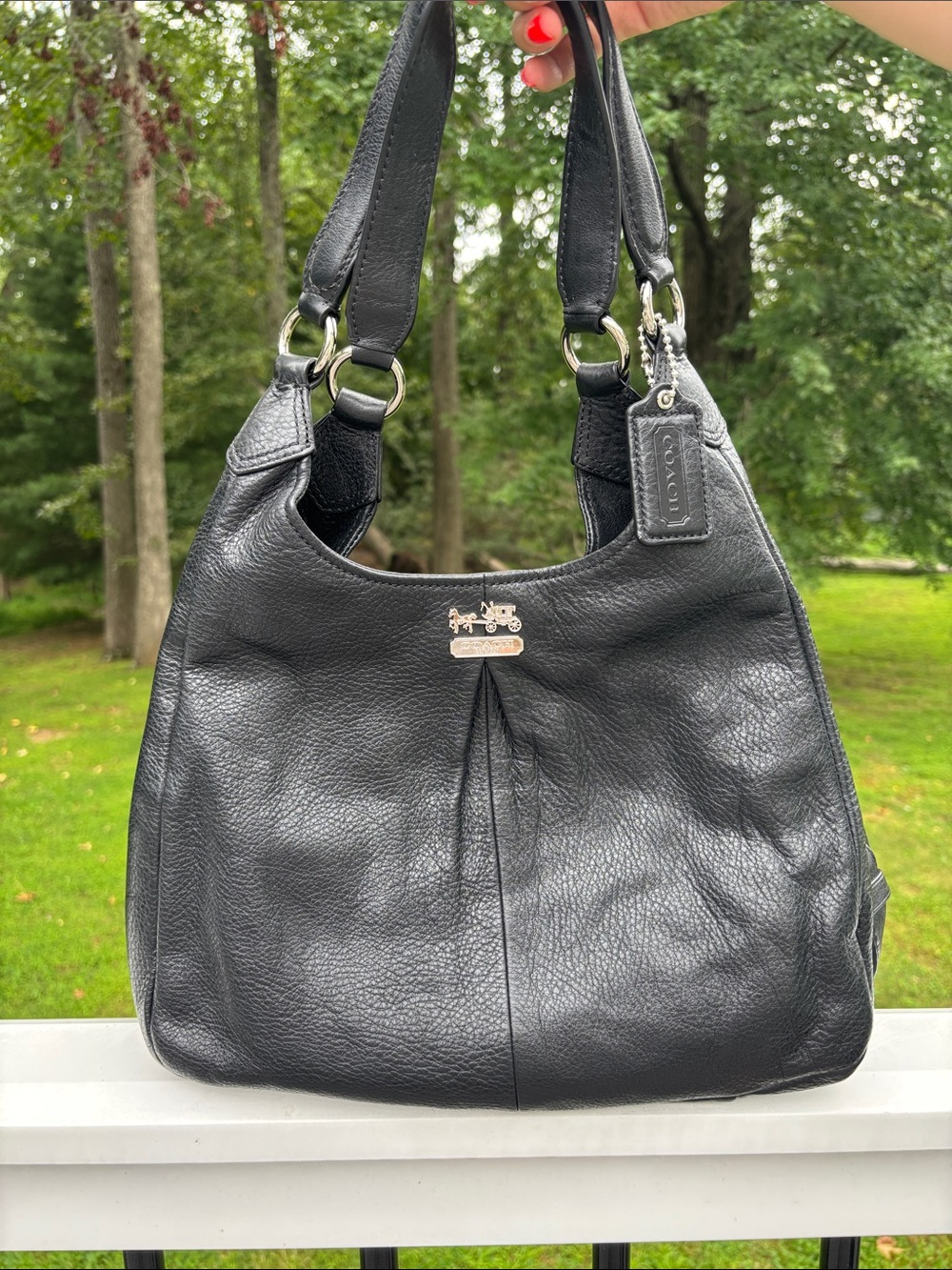 Coach Madison Maggie Black Leather Shoulder Bag
